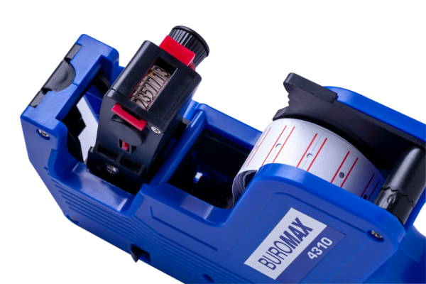 Етикет-пістолет, однорядковий, горизонтальний, синій