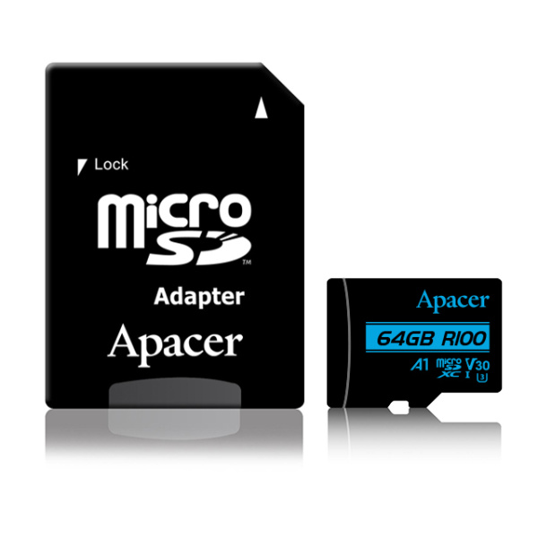 Карта памяти Apacer microSD  64GB C10 UHS-I U3 + SD