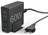 Универсальное зарядное устройство Hama 2 x USB-C PD/QC, 2 x USB-A, 60W Black