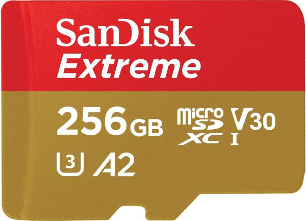 Карта памяти SanDisk microSD  256GB C10 UHS-I U3 R190/W130MB/s Extreme V30 + SD