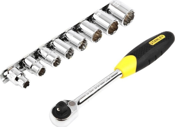 Набор торцевых головок Stanley MicroTough, 3/8", 8-19мм, 9 ед.