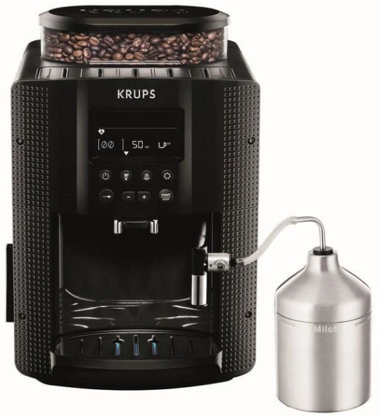 Кофемашина Krups  Essential , 1,7л, зерно, автомат.капуч, черный