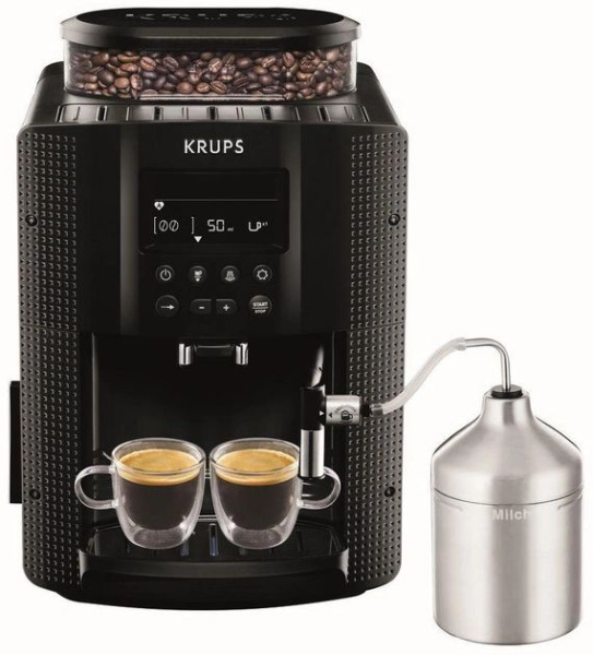 Кофемашина Krups  Essential , 1,7л, зерно, автомат.капуч, черный