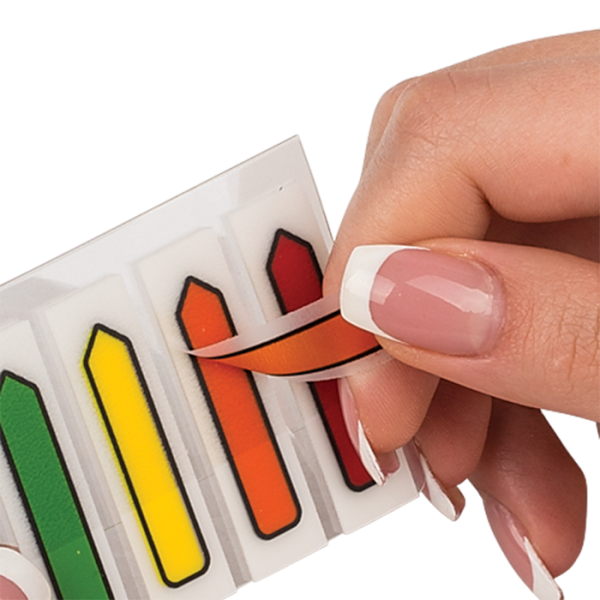 Закладки пластикові СТРІЛКИ, NEON, з клейким шаром, 45x12 мм, 5 кол. по 20 арк.