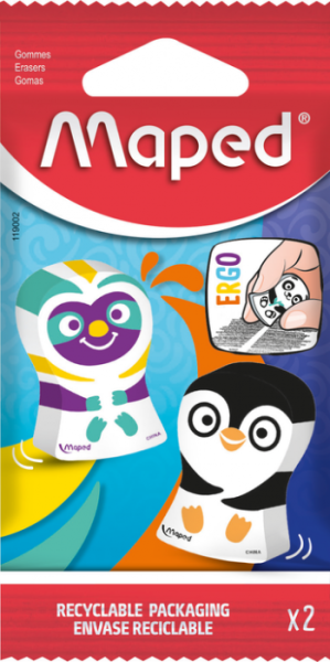 Гумка ERGO FUN MULTICOLOR, еко блістер по 2 од