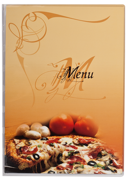 Папка "МЕНЮ" PIZZA, А4, PVC, три сторони, прозора