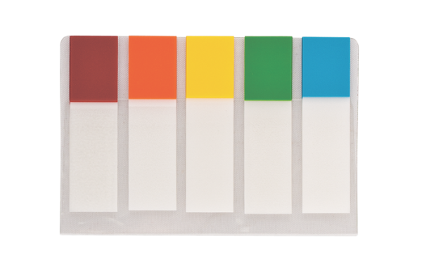 Закладки пластикові ПОЛОВИНКИ, NEON, з клейким шаром, 45x12 мм, 5 кол. по 20 арк.