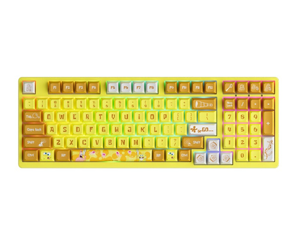 Клавиатура механическая Akko 3098S Sponge Bob 98Key, CS Starfish, USB-A, Hot-swappable, EN/UKR, RGB, Жовтий