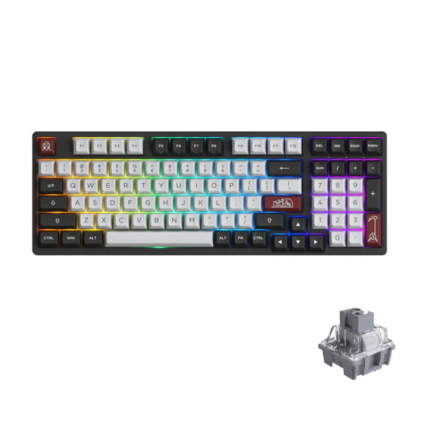 Клавиатура механическая Akko 3098S Dracula 98Key, CS Silver, USB-A, Hot-swappable, EN/UKR, RGB, Чорний
