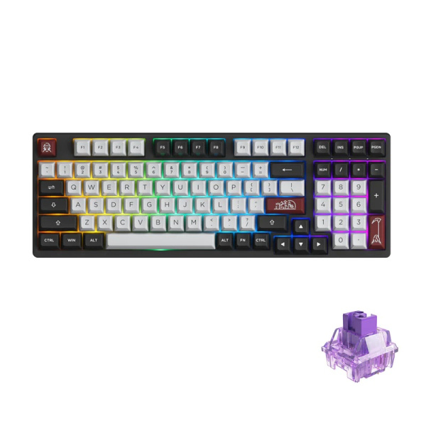 Клавиатура механическая Akko 3098S Dracula 98Key, CS Jelly Pink, USB-A, Hot-swappable, EN/UKR, RGB, Чорний
