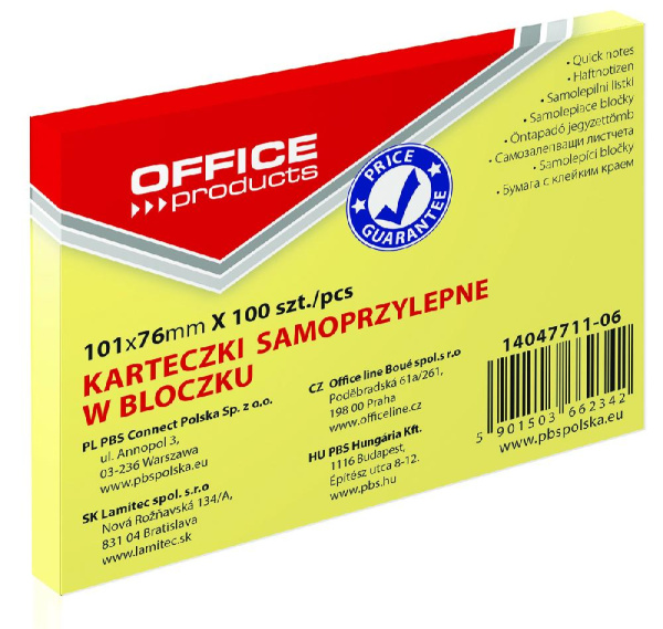 Блок паперу для нотаток PASTEL, з клейким шаром, 76x101 мм, 100 арк.