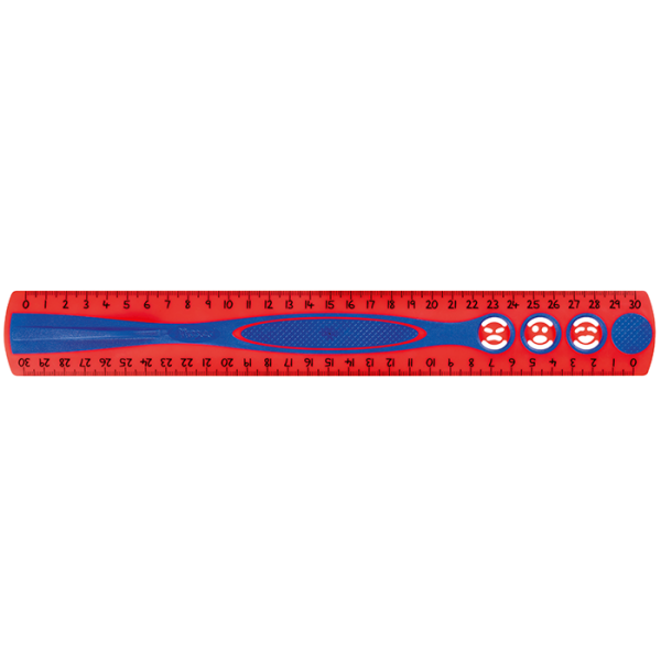 Лінійка пластикова KIDY'GRIP, 30см, двостороння шкала, асорті