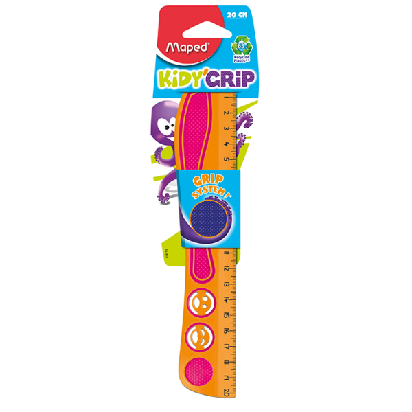 Лінійка пластикова KIDY'GRIP, 20см, асорті