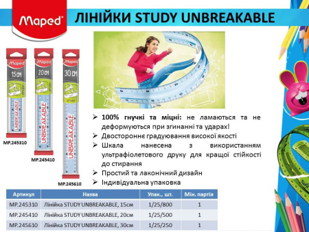 Лінійка STUDY UNBREAKABLE, 15см