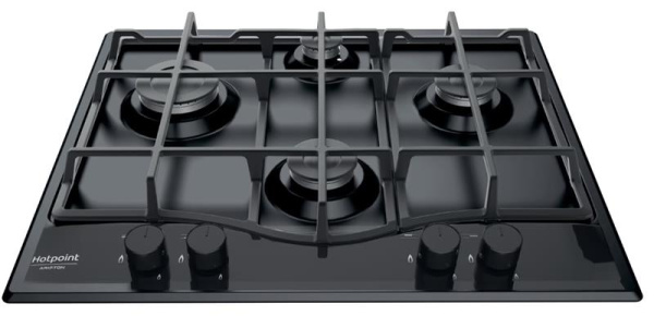 Варочная поверхность Hotpoint газовая, 60см, чугун, турбо-конфорка, черный