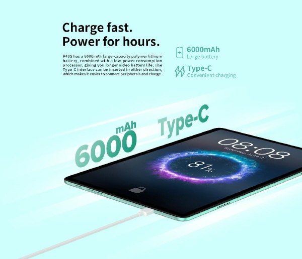 Планшет Teclast P40S 10.1" 6GB, 128GB, 6000mAh, Android, ментоловый