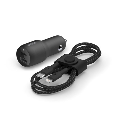 Автомобільний ЗП Belkin Car Charger 20W PD, USB-C - Lightning, 1.2m, black