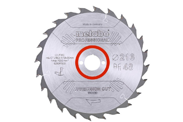 Диск пильный Metabo PRECISION CUT WOOD - PROFESSIONAL, 216х2.4х30мм, 1.8мм, 48 зубцов