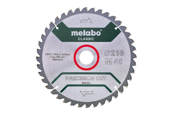 Диск пильный Metabo PRECISION CUT WOOD - CLASSIC, 216х2.4х30мм, 1.8мм, 40 зубцов
