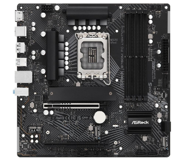 Материнская плата ASRock  B760M PG LIGHTNING s1700 B760 4xDDR5 M.2 HDMI DP mATX
