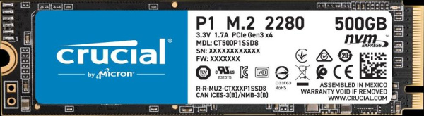 Твердотільний накопичувач SSD M.2 Crucial 1TB P1 NVMe PCle 3.0 4x2280 3D QLC