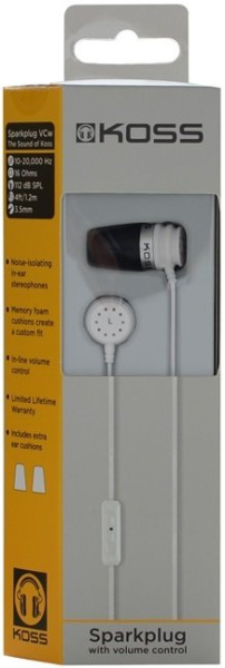 Навушники In-ear Koss Spark Plug 3.5 mini-jack, Mic, Білий