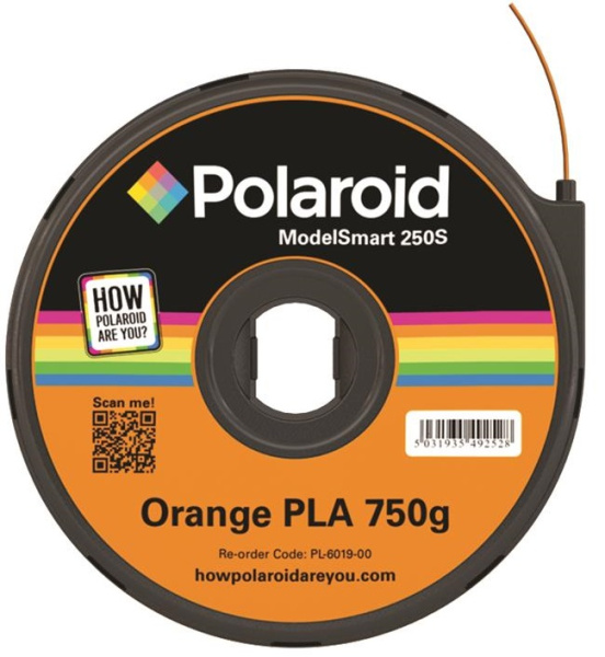 Картридж з ниткою 1.75мм / 0.75кг PLA Polaroid ModelSmart 250s, помаранчевий