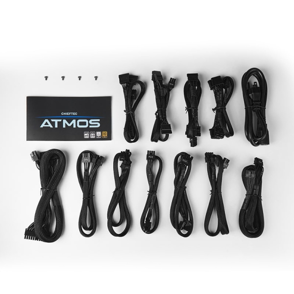 Блок питания CHIEFTEC Atmos (850W), >90%, 80+ Gold, 135мм FDB, 1xMB 24pin(20+4), 2xCPU 8pin(4+4), 4xMolex, 9xSATA, 2xPCIe 8pin(6+2), 1xPCIe GEN5 16pin, Fully Modular