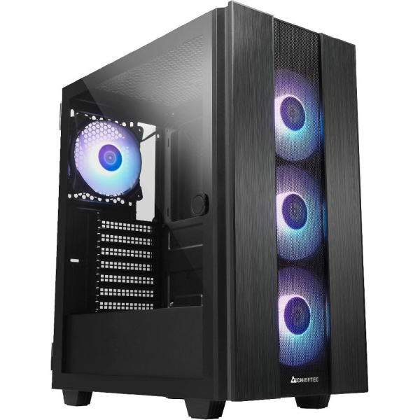 Корпус CHIEFTEC Gaming Hunter 2 Tempered Glass Edition, без БП, 1xUSB3.1, 1xUSB Type-C, 4x120мм RAINBOW ARGB, ATX, черный