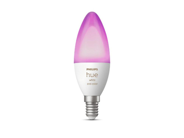 Лампа умная Philips Hue E14, 5.3W(40Вт), 2000K-6500K, RGB, ZigBee, Bluetooth, диммирование