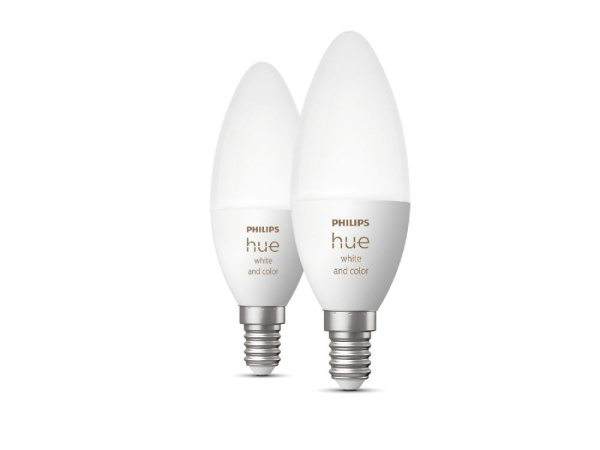 Лампа умная Philips Hue E14, 5.3W(40Вт), 2000K-6500K, RGB, ZigBee, Bluetooth, диммирование, 2шт