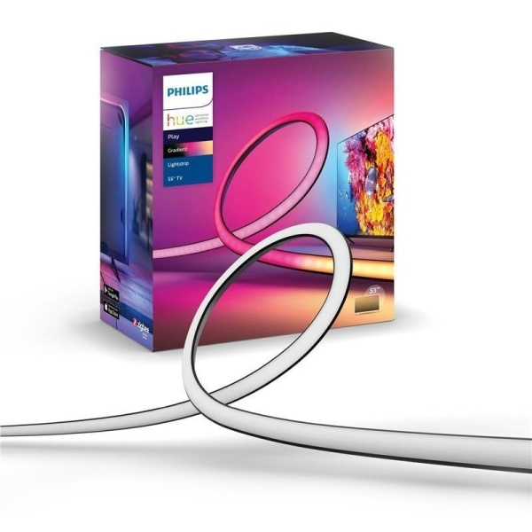 Лента светодиодная умная Philips Hue Play для ТВ 55", 0.5W(20Вт), 2000K-6500K, RGB, Gradient, ZigBee, диммирование, блок питания, 216см