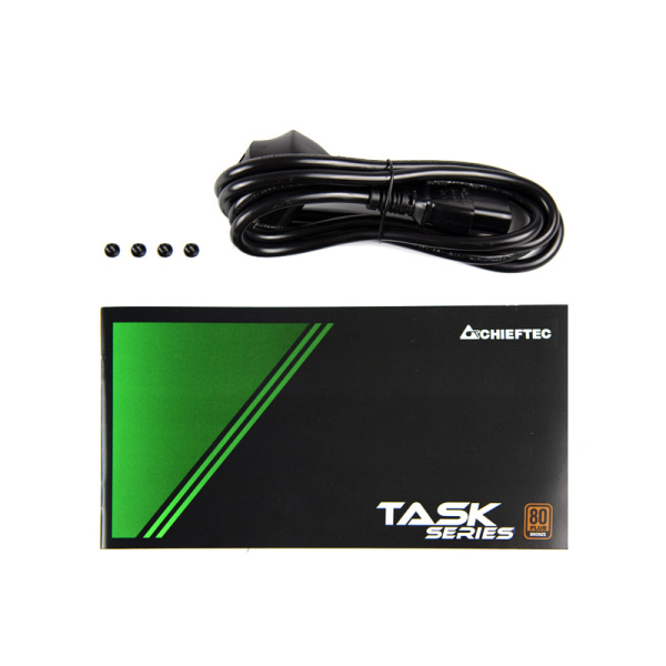 Блок питания CHIEFTEC Task  (400W), >85%, 80+ Bronze, 120мм, 1xMB 24pin(20+4), 1xCPU 8pin(4+4), 3xMolex, 5xSATA, 1xPCIe 8pin(6+2)