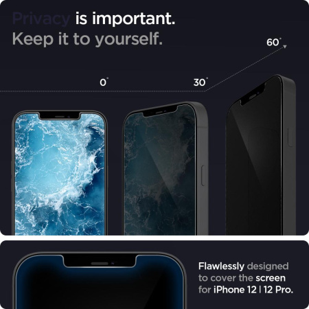 Захисне скло Spigen для iPhone 12 Pro Max Glas tR EZ Fit (Privacy) (2Pack)