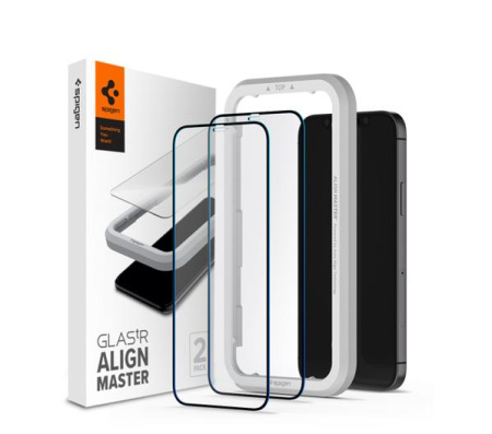 Захисне скло Spigen для iPhone 12 / 12 Pro tR ALM FC Black (2Pack)