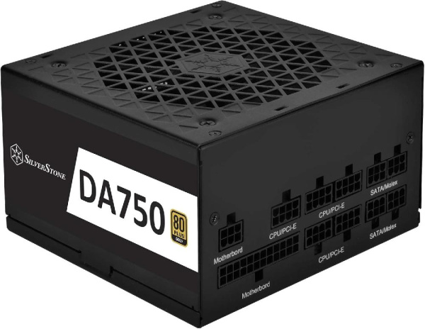 Блок питания SilverStone Decathlon  (750W),  >90%, 80+ Gold, 120мм, 1xMB, 24pin(20+4), 2xCPU 8pin(4+4), 6xMolex, 8xSATA, 4xPCIe 8pin(6+2), Fully modular