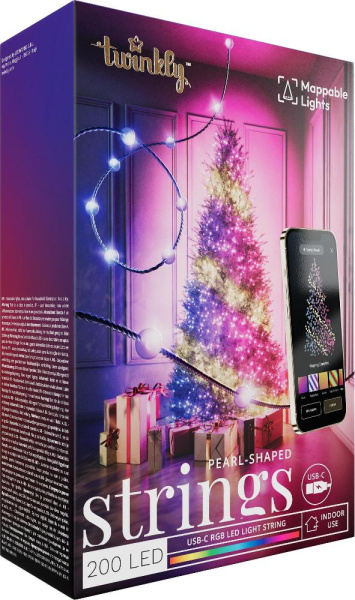 Гірлянда Smart LED Twinkly Candies Pearl RGB 200 IP20 12м USB-C кабель зелений