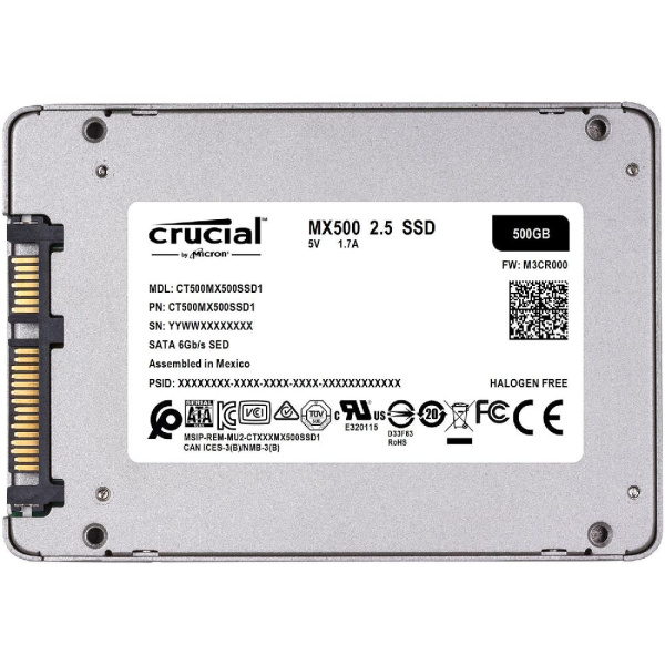 Твердотільний накопичувач SSD 2,5" Crucial MX500 500GB SATA 3D TLC