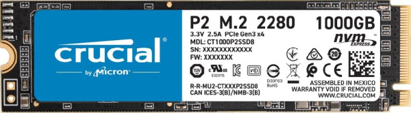 Твердотiльний накопичувач SSD M.2 Crucial 1TB NVMe PCIe 3.0 x4 P2 2280