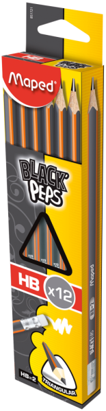 Олівець графітовий BLACK PEPS, з ластиком, твердість НВ