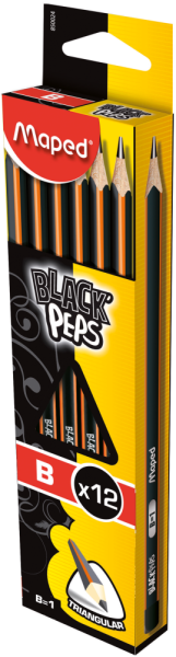 Олівець графітовий BLACK PEPS, B, без ластика