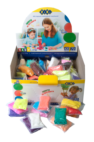 Повітряний пластилін 70*6г, 24 кол., в шоубоксі, BABY Line