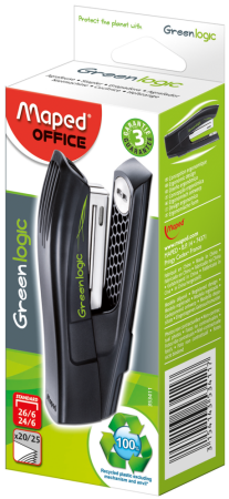Степлер GREENLOGIC, пластиковий, 25 л, (скоби №24/6, 26/6)