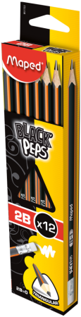 Олівець графітовий BLACK PEPS, з гумкою, твердість НВ