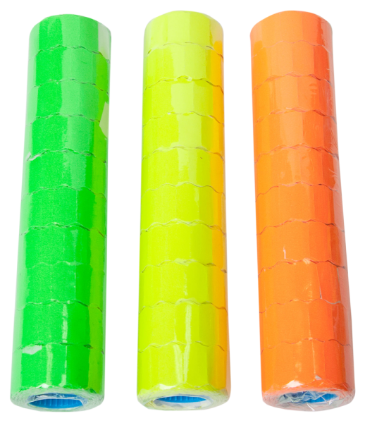 Цінники 22х 12 мм, 500 шт, 6 м, фігурні, зовнішня намотування, жовті