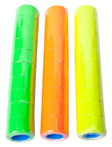 Цінники 26х 12 мм, 500 шт, 6 м, фігурні, зовнішня намотування, жовті