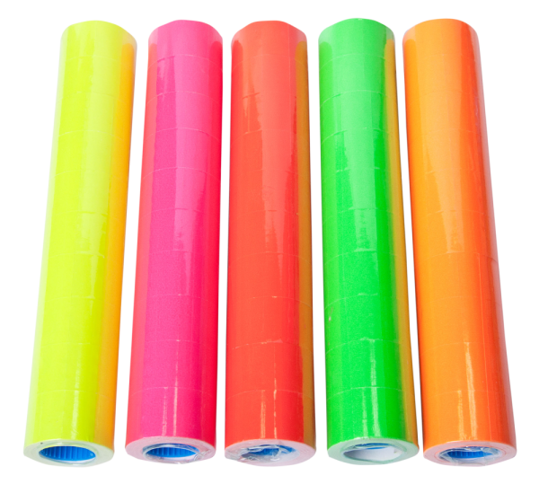 Цінники 26х 16 мм, 375 шт, 6 м, прямокутні, зовнішня намотування, малинові