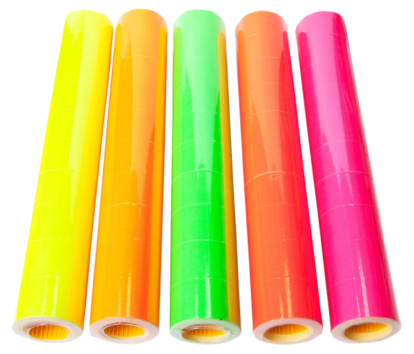 Цінники 30х 20 мм, 300 шт, 6 м, прямокутні, зовнішня намотування, малинові