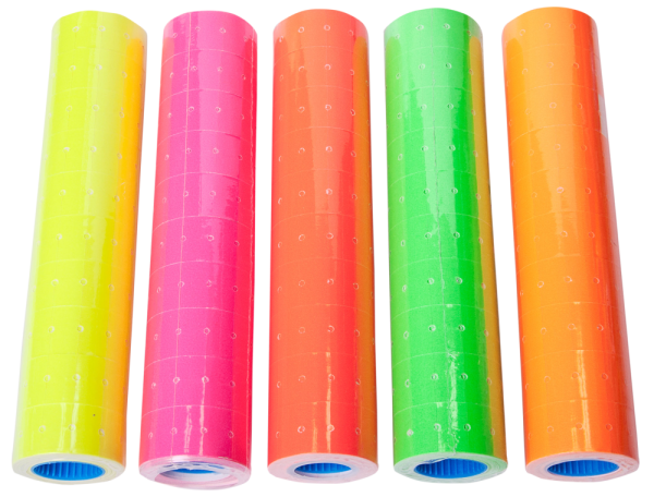 Цінники 22х 12 мм, 500 шт, 6 м, прямокутні, зовнішня намотування, малинові