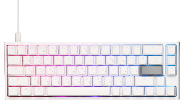 Клавіатура Ducky One 2 SF, Cherry Silent Red, RGB LED, RU, White